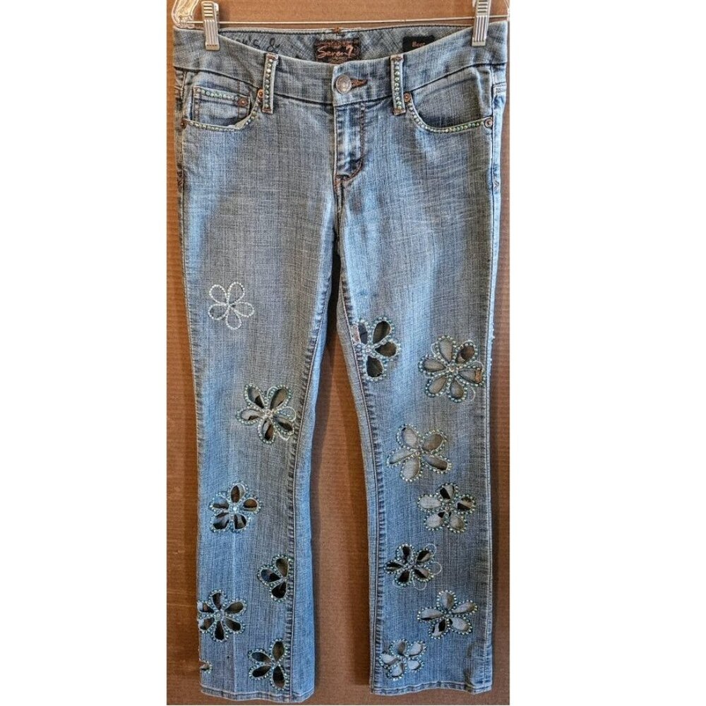 Seven, Bootcut Jeans with Crystal Embellished Cut-Outs